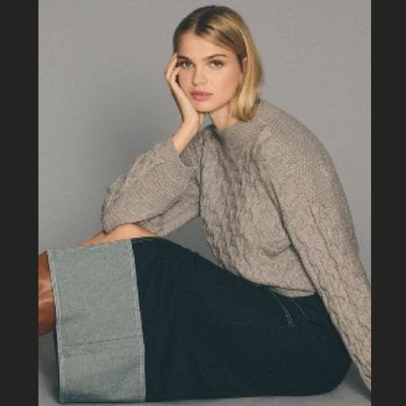 Anthropologie New! CABLE KNIT CABLE SWEATER, XL - Picture 1 of 8